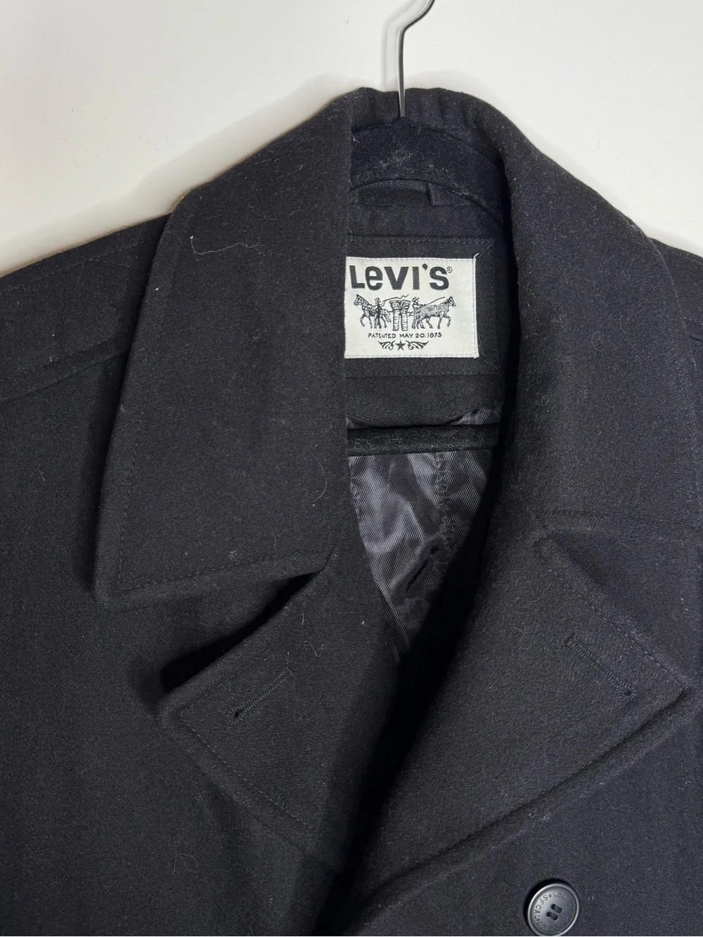 Levi's black double-breasted wool blend pea coat